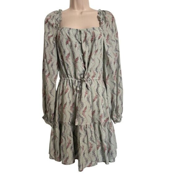 Paige Marie Dress Size 4 Dusty Sage Multi Long Sleeve BOHO Babydoll NWT $279 - Picture 3 of 11